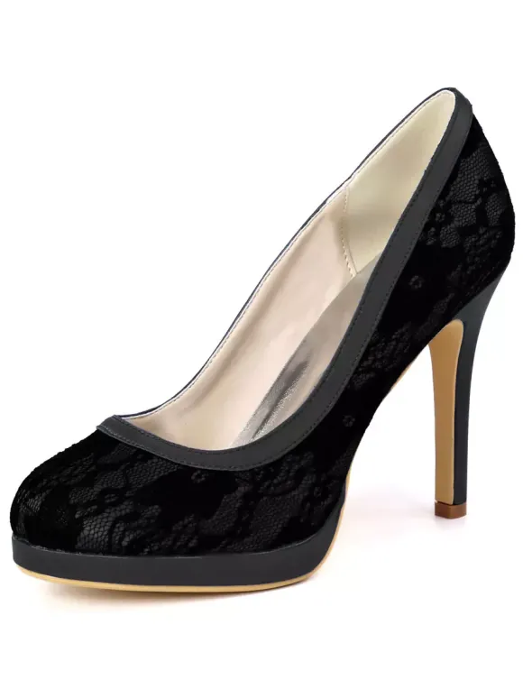 Women's Embroidered Platform Bridal Heels