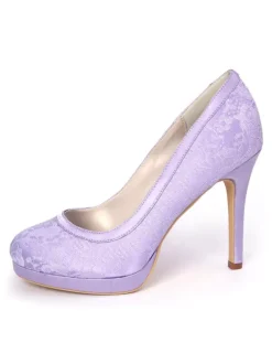 Women's Embroidered Platform Bridal Heels