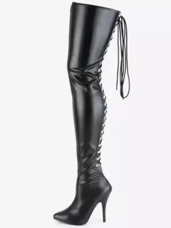 Women Sexy Boots Pointed Toe Zipper Sequins Stiletto Heel Rave Club Black Thigh High Boots
