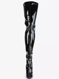 Women Sexy Boots Pointed Toe Zipper Sequins Stiletto Heel Rave Club Black Thigh High Boots