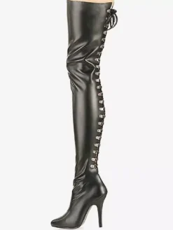 Women Sexy Boots Pointed Toe Zipper Sequins Stiletto Heel Rave Club Black Thigh High Boots