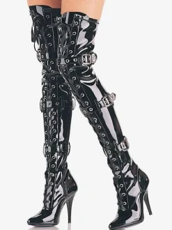 Women Sexy Boots Pointed Toe Zipper Sequins Stiletto Heel Rave Club Black Silver Thigh High Boots