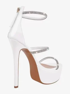 Women Sexy Heel Sandals Platform Open Toe Rhinestones Strappy Stiletto Heel Sandals