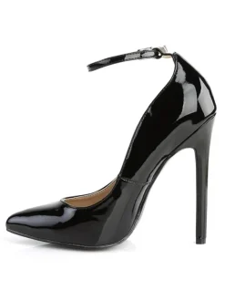 Women Sexy High Heels Ankle Strap Black Pointed Toe Sequins Sexy Pump Shoes