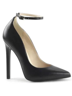 Women Sexy High Heels Ankle Strap Black Pointed Toe Sequins Sexy Pump Shoes