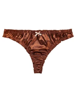 Women Sexy Panties Pink Gold 1 Piece Nylon Underwear Bows Lingerie