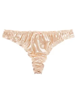 Women Sexy Panties Pink Gold 1 Piece Nylon Underwear Bows Lingerie