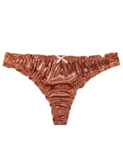Women Sexy Panties Pink Gold 1 Piece Nylon Underwear Bows Lingerie