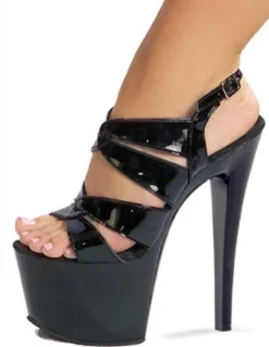 Women Sexy Sandals White Platform Open Toe Buckle Detail High High Sandals