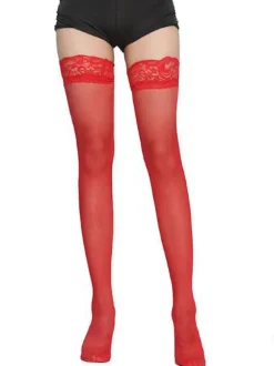 Women Sexy Socks Red Nylon Lace Hosiery Lingerie