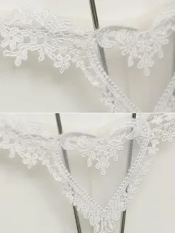 Women Sexy Thong Lace Heart Nylon Sheer T Back