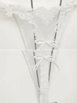 Women Sexy Thong Lace Nylon Hearts T Back