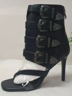 Women's Gladiator Sandals Flip Flop Rhinestones Buckle Detail High Heel Sandals