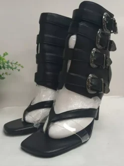 Women's Gladiator Sandals Flip Flop Rhinestones Buckle Detail High Heel Sandals