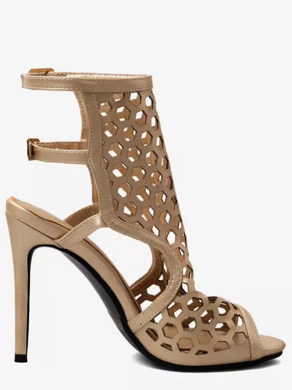 Women's Gladiator Sandals Women's Peep Toe Cut Out Buckle Detail Sandal Shoes