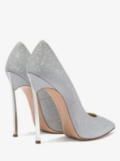 Women's Glitter High Heel Pumps Prom Shoes Silver Homecoming Shoes