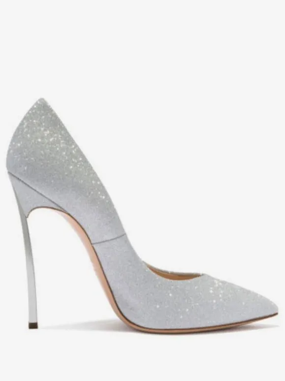 Women's Glitter High Heel Pumps Prom Shoes Silver Homecoming Shoes