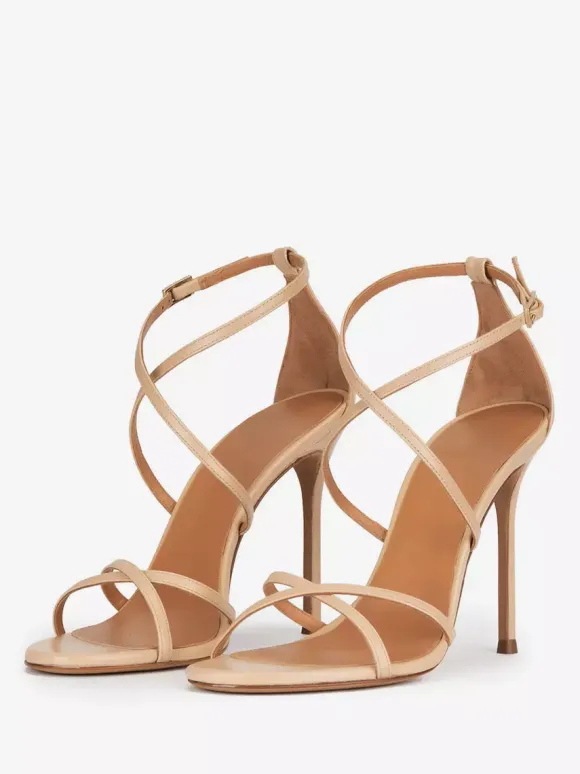 Women's Heel Sandals Metallic Round Toe Stiletto Heel Party Shoes