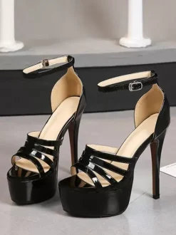 Women's Heel Sandals Platform PU Leather Sandals