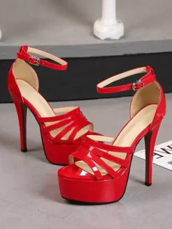 Women's Heel Sandals Platform PU Leather Sandals