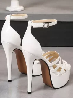 Women's Heel Sandals Platform PU Leather Sandals