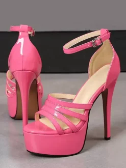 Women's Heel Sandals Platform PU Leather Sandals