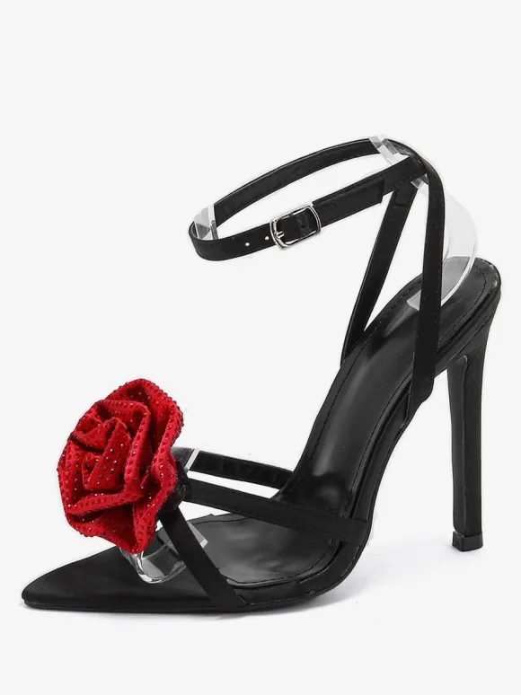 Women's Heel Sandals Pointed Toe Stiletto Heel Textile Sandals