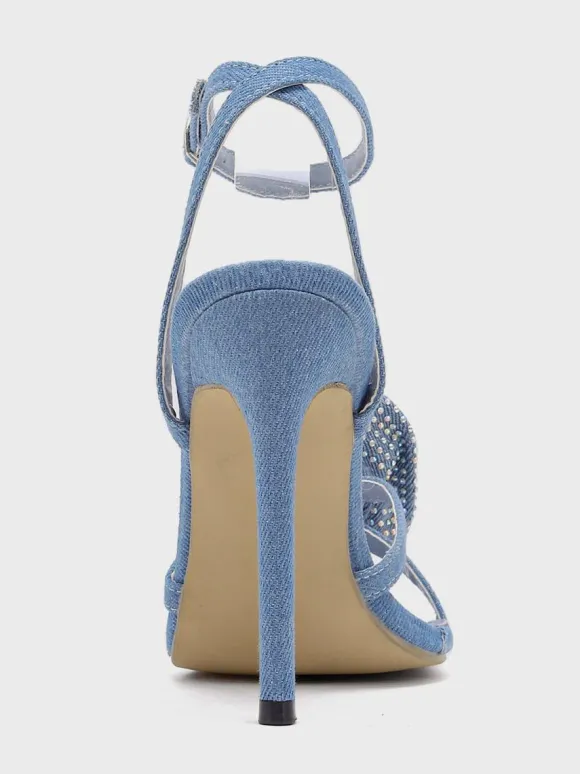 Women's Heel Sandals Pointed Toe Stiletto Heel Textile Sandals