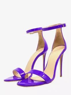 Women's Heel Sandals Purple Open Toe Ankle Strap Party Shoes