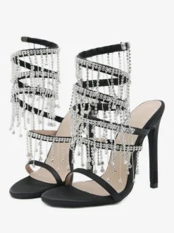 Women's Heel Sandals Round Toe Stiletto Heel PU Leather Sandals