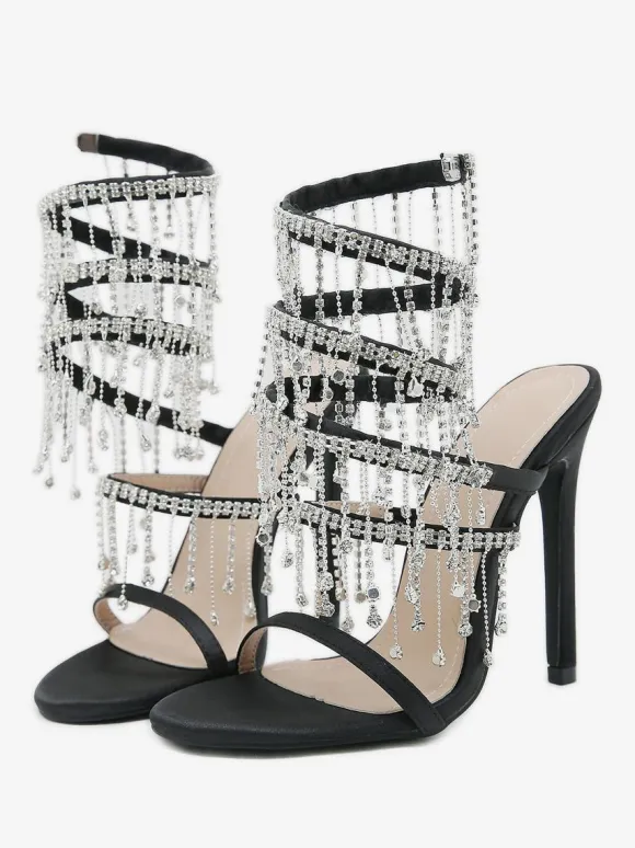 Women's Heel Sandals Round Toe Stiletto Heel PU Leather Sandals