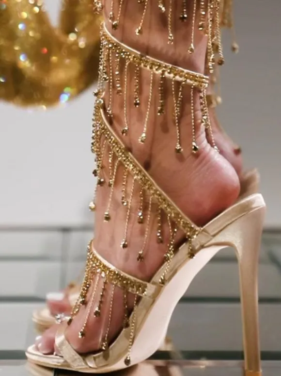 Women's Heel Sandals Round Toe Stiletto Heel PU Leather Sandals