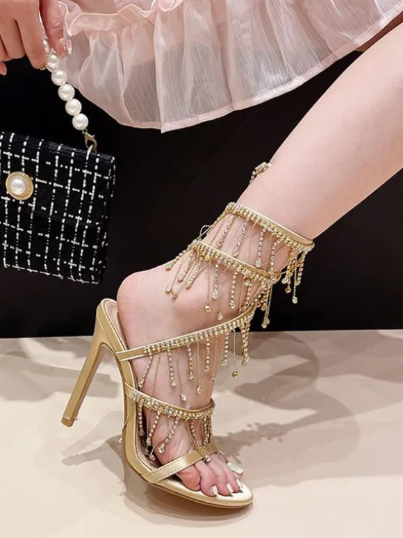 Women's Heel Sandals Round Toe Stiletto Heel PU Leather Sandals