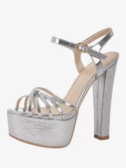 Women's Heel Sandals Round Toe Chunky Heel Sandals PU Leather