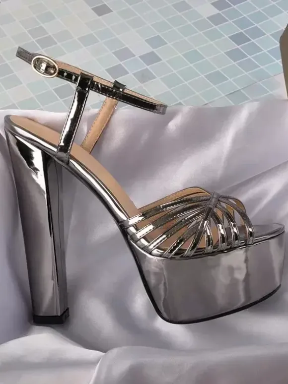 Women's Heel Sandals Round Toe Chunky Heel Sandals PU Leather