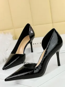 Women's Heels Chic Pumps Pointed Toe Stiletto Heel Patent PU Upper