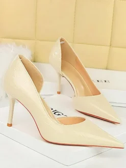 Women's Heels Chic Pumps Pointed Toe Stiletto Heel Patent PU Upper