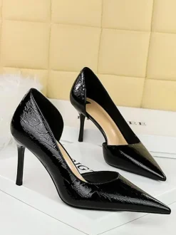 Women's Heels Chic Pumps Pointed Toe Stiletto Heel Patent PU Upper