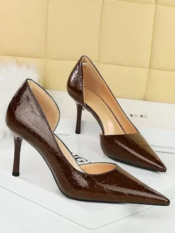 Women's Heels Chic Pumps Pointed Toe Stiletto Heel Patent PU Upper