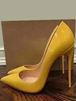 Women's Heels Slip-On Pumps Pointed Toe Stiletto Heel PU Leather