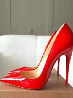 Women's Heels Slip-On Pumps Pointed Toe Stiletto Heel PU Leather