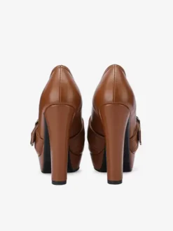 Women's High Heel Loafers Platform Buckle Chunky Heel Slip On Pumps