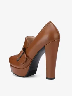 Women's High Heel Loafers Platform Buckle Chunky Heel Slip On Pumps