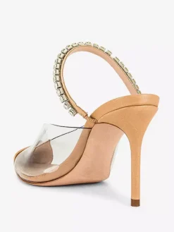 Women's High Heel Mules Pointed Toe Rhinetstones Backless Pumps Party Shoes