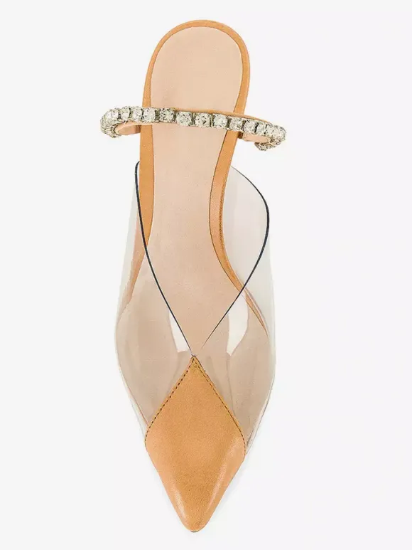 Women's High Heel Mules Pointed Toe Rhinetstones Backless Pumps Party Shoes