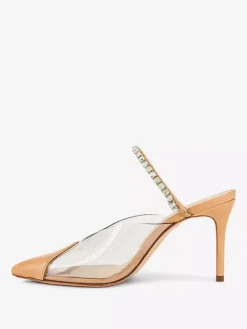 Women's High Heel Mules Pointed Toe Rhinetstones Backless Pumps Party Shoes