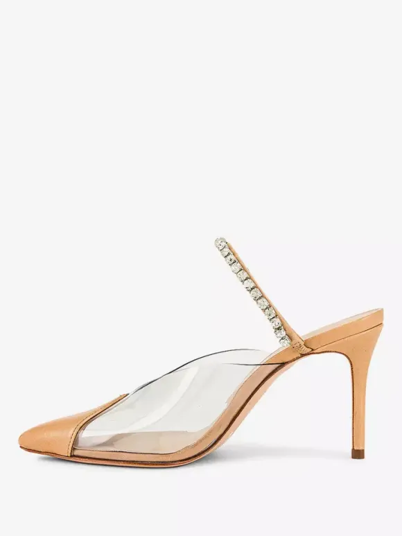 Women's High Heel Mules Pointed Toe Rhinetstones Backless Pumps Party Shoes