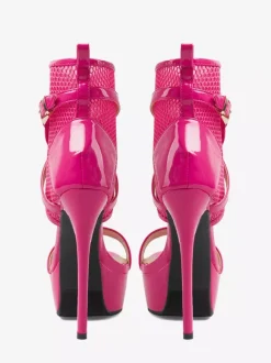 Women's High Heel Sandals Platform Mesh Open Toe Ankle Strappy Sandal Shoes