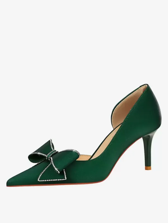 Women's High Heels Bows Elegant Pumps Pointed Toe Stiletto Heels