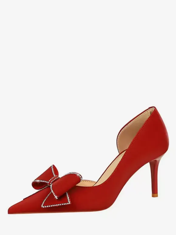 Women's High Heels Bows Elegant Pumps Pointed Toe Stiletto Heels